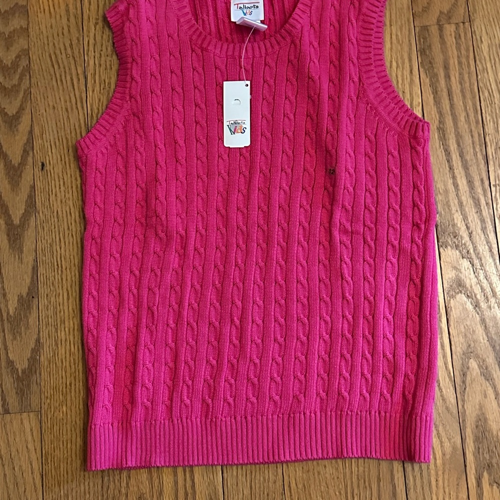 Talbots Pink Cable Knit Sweater Vest